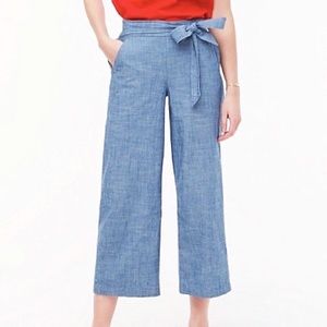 J. Crew chambray cropped paper-bag pants